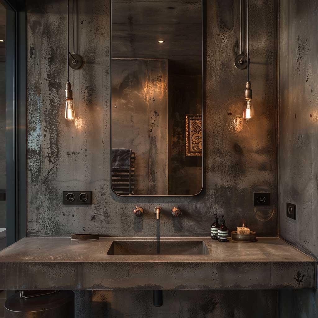 Industrial bathroom: incorporate metal and raw materials for edgy style