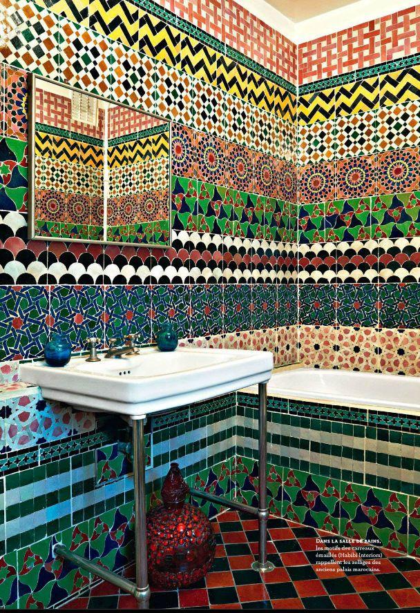 Colorful tiles create vibrant patterns, transforming your eclectic bathroom into a visual delight