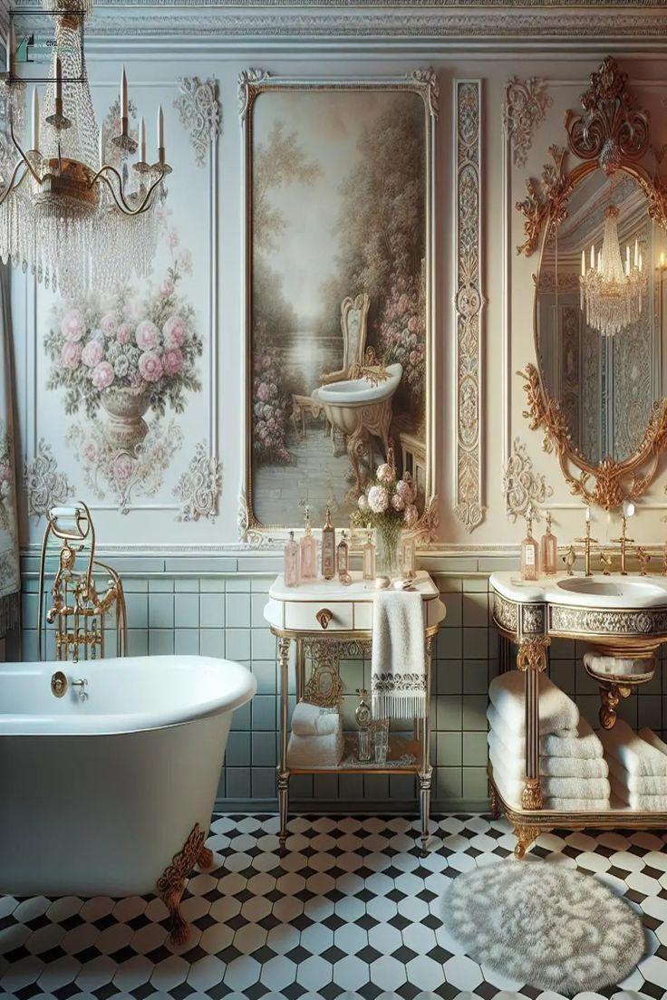 Vintage-inspired accents ‌to contrast sleek looks in a modern ‌bathroom