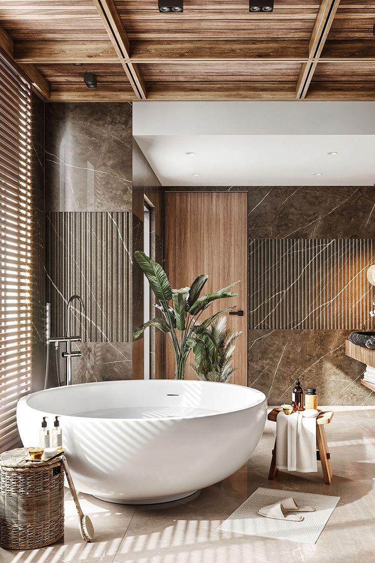 Select a freestanding wooden tub for​ a luxurious wooden ​bathroom experience