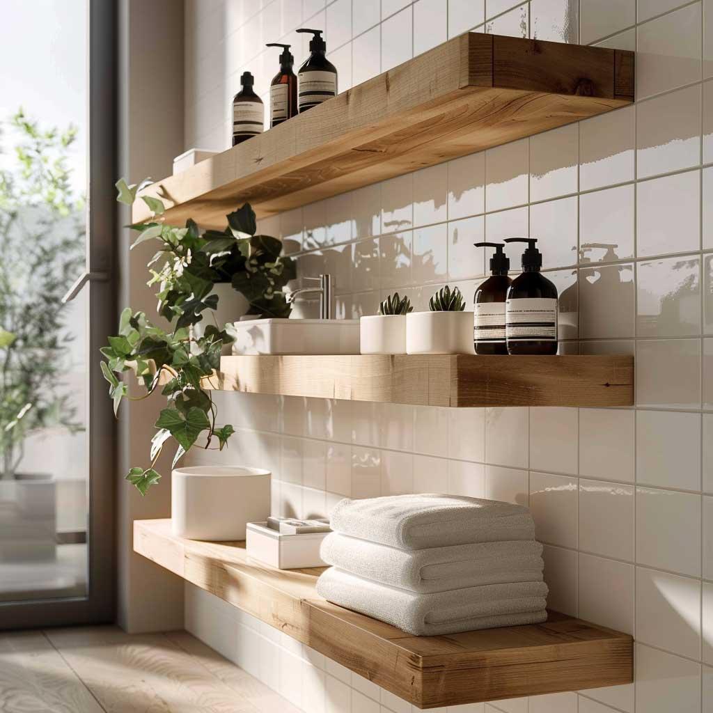 Decorative shelving to showcase ​personal items ‍in modern bathrooms