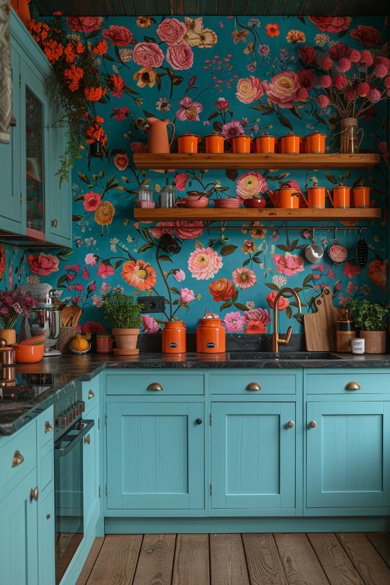 Incorporate open shelving to ​showcase colorful decor in an‍ eclectic bathroom