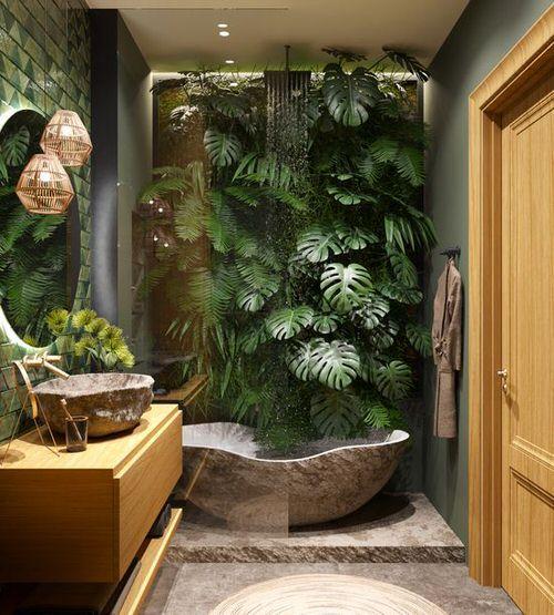 Botanical Bliss:‌ Indoor plants and green hues transform⁣ your bathroom⁢ into a jungle