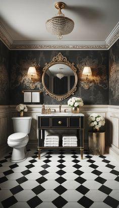 Gothic Glam: Incorporate⁣ dark colors and rich textures in​ an elegant bathroom