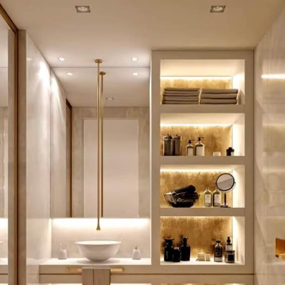 Enhance lighting with layered designs for modern⁢ bathroom appeal