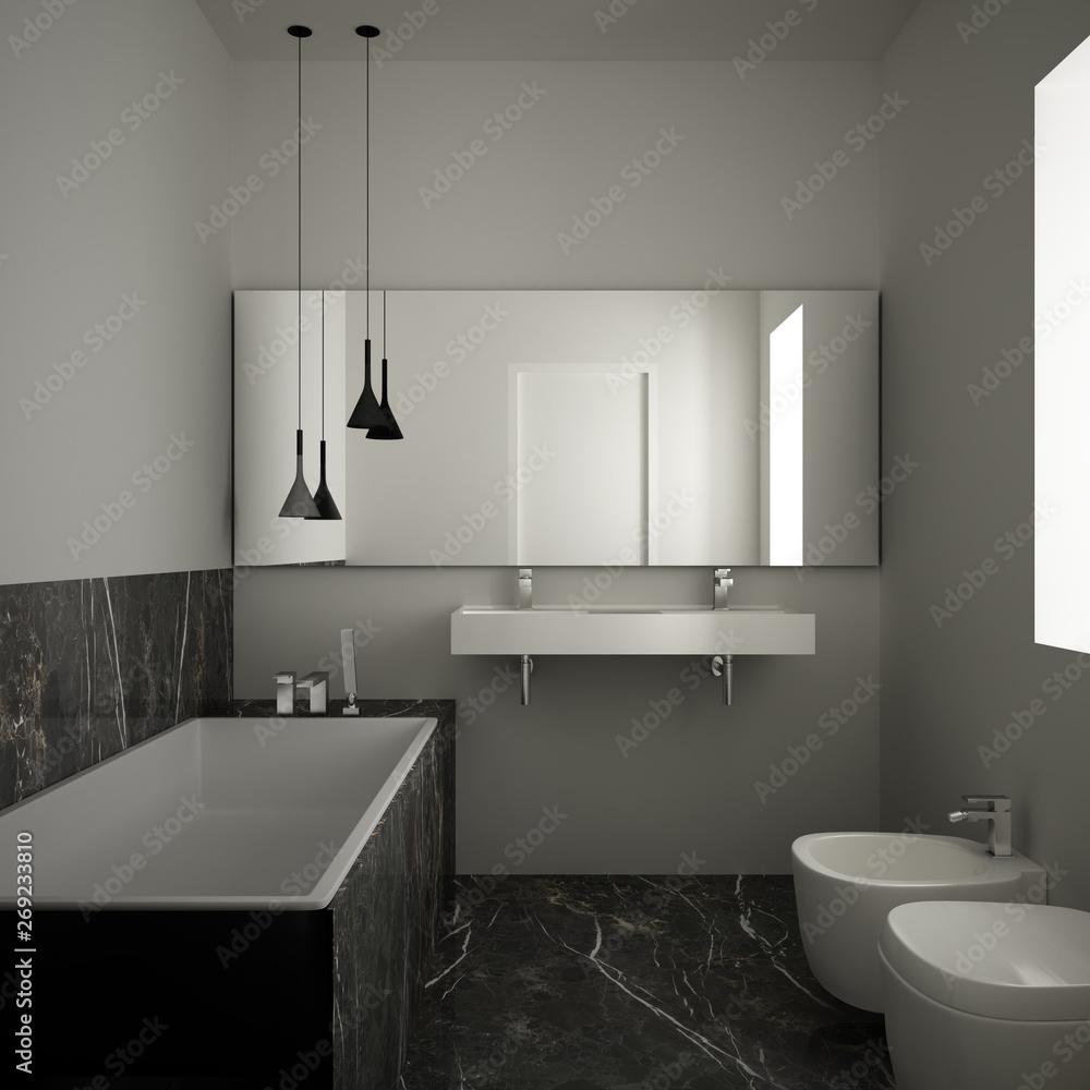 Sleek modern bathroom ‌featuring minimalist design and monochromatic color schemes