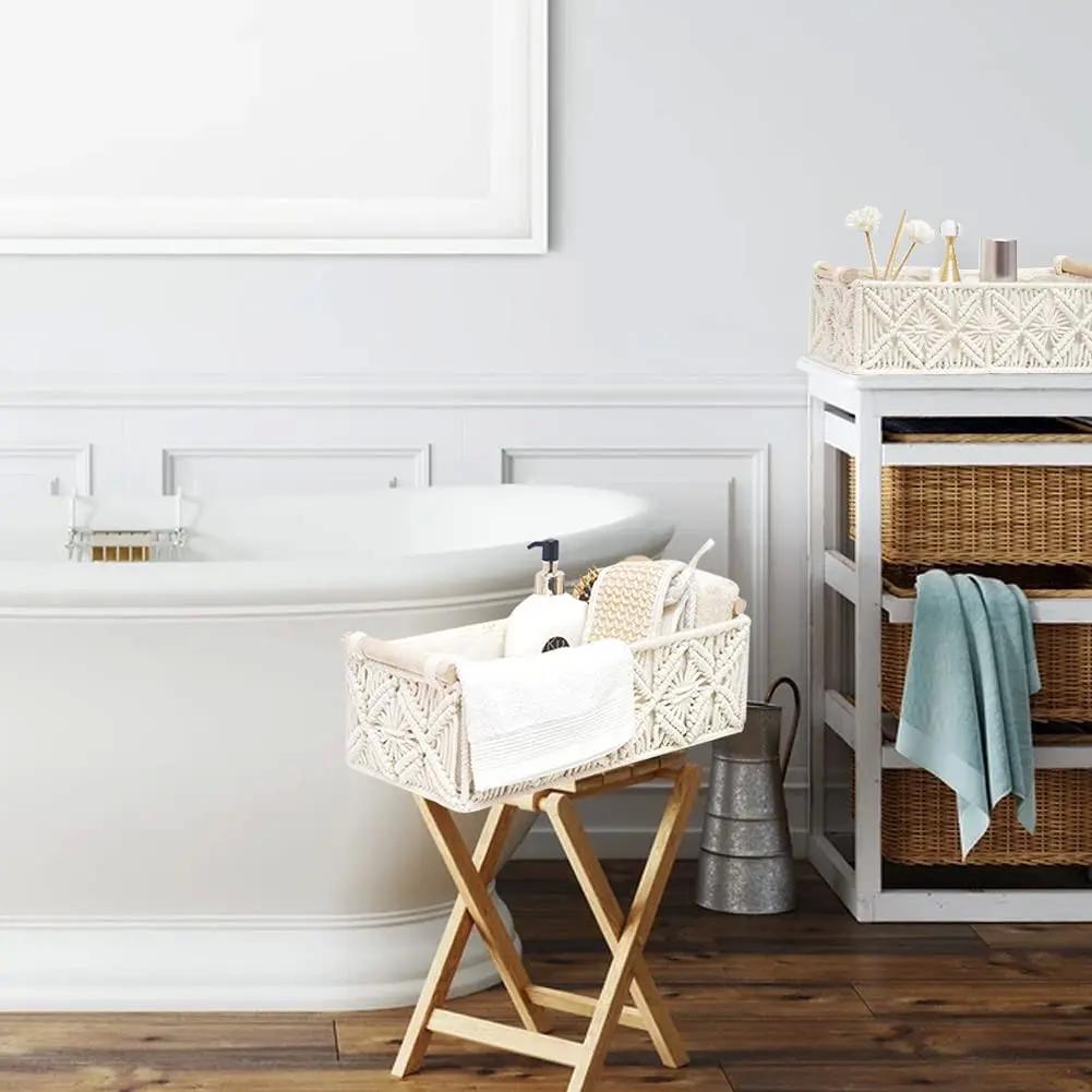 Rattan baskets create functional storage solutions in your organized boho ‌bathroom