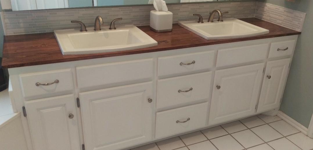 Choose a wooden bathroom countertop for durability and style