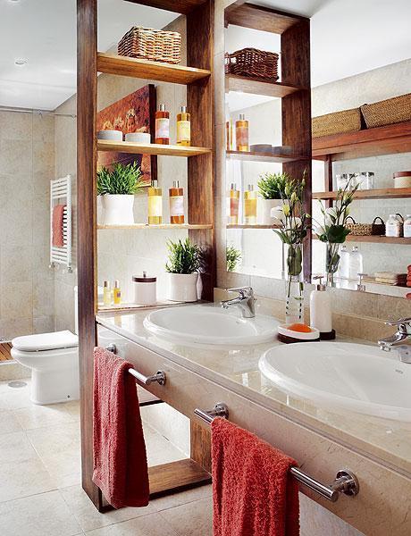 Use open shelving to display charming decor in your eclectic ‌bathroom