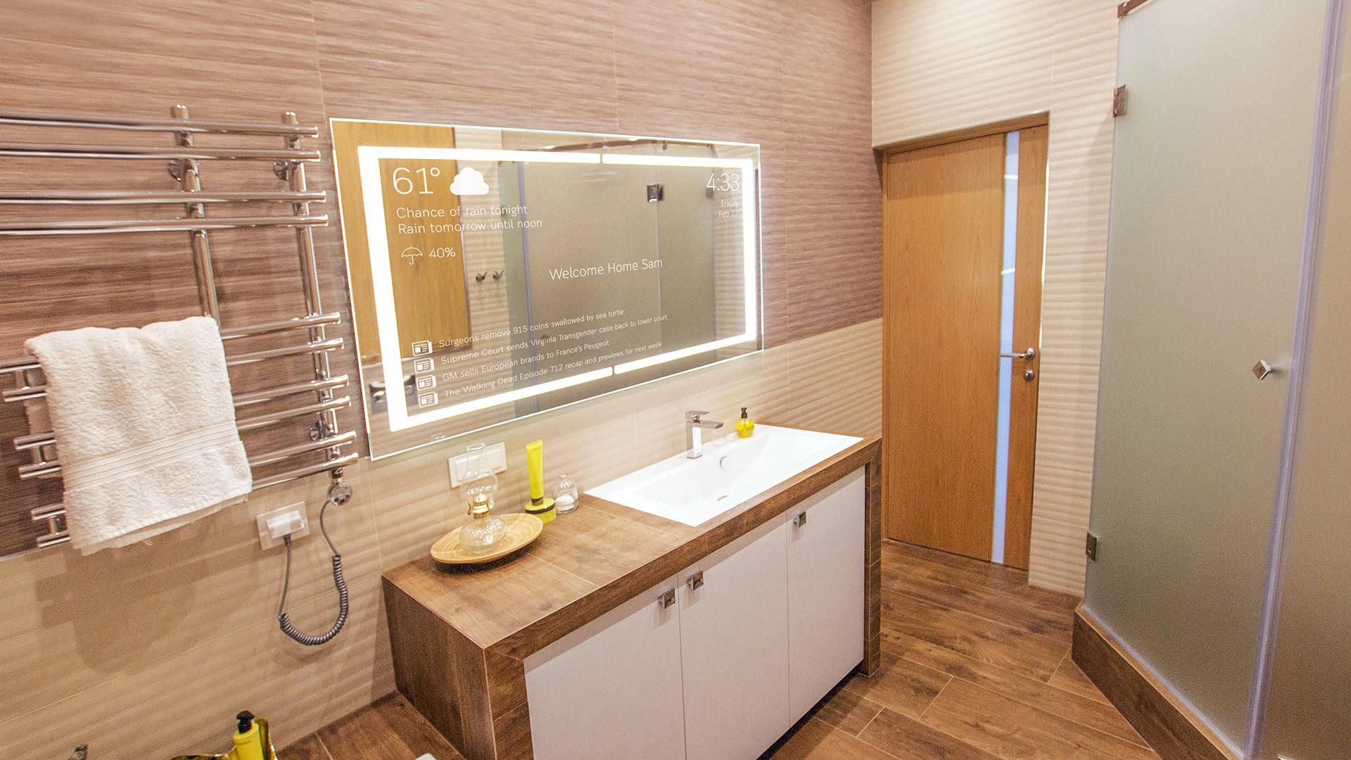 Smart mirrors ‍with LED lighting add functionality to modern bathrooms