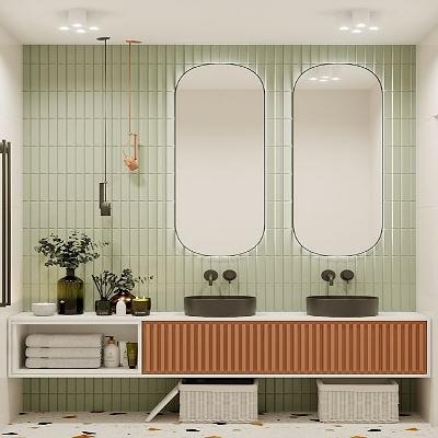 Mid-century modern bathroom: showcase clean lines and retro elements