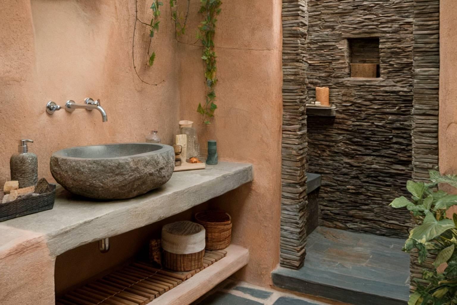 Embrace earthy⁢ tones with​ a boho bathroom⁢ featuring terracotta ⁣tiles and natural textures