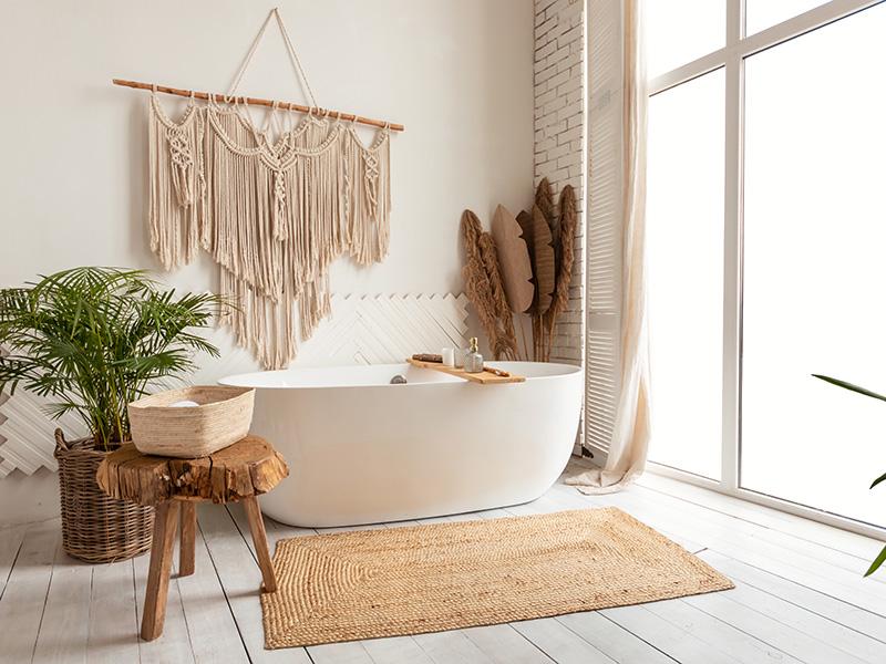 Luxurious Spa: Soft lighting and rich textures elevate your bathroom experience