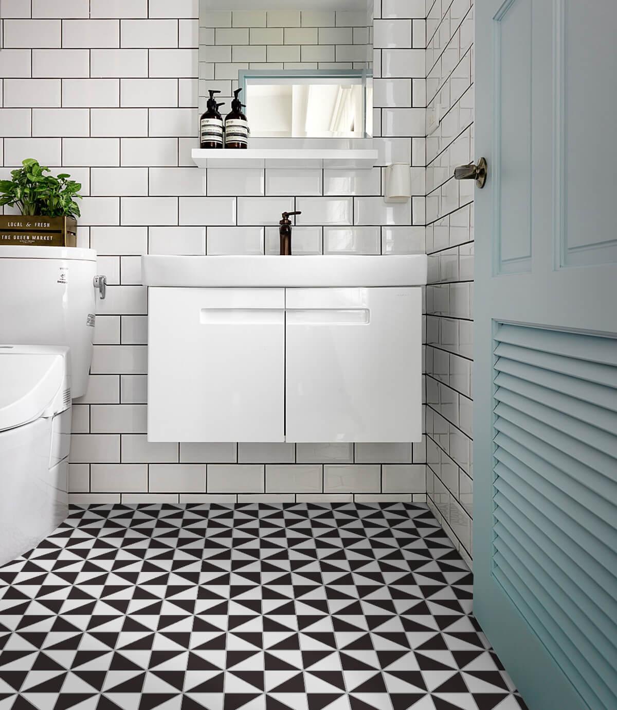 Bold geometric tiles to enhance your modern ​bathroom’s style