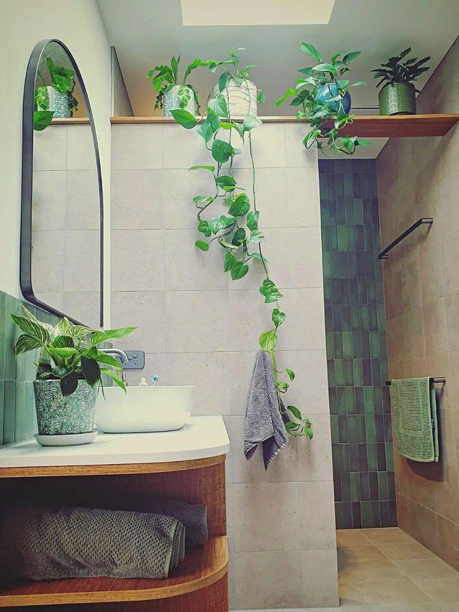 Add plants to introduce life⁣ and freshness to your eclectic bathroom atmosphere