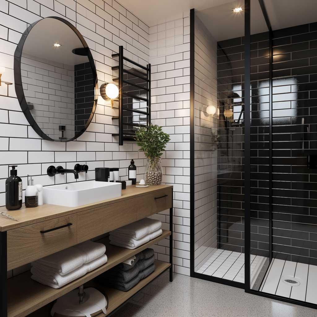 Bold⁣ accent tiles⁣ to create striking visual⁣ interest in your modern bathroom