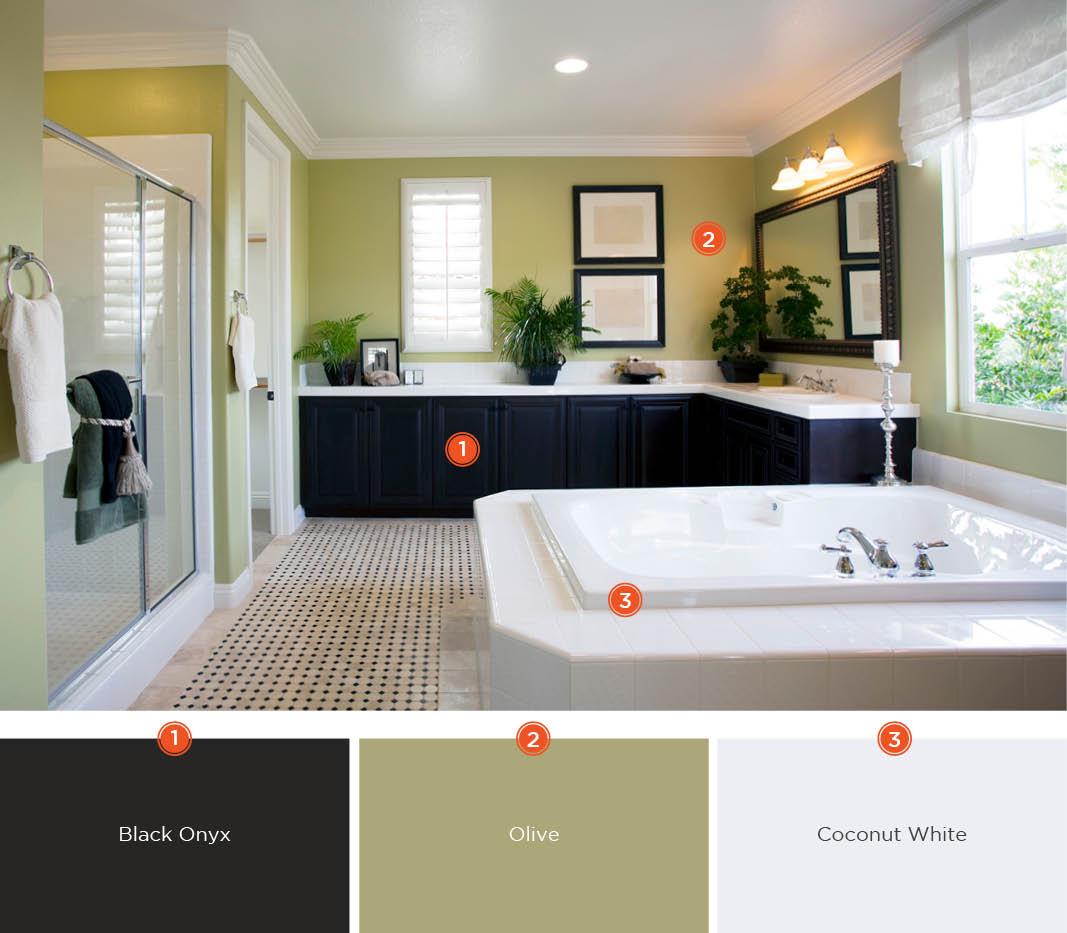 Opt ‌for dark color schemes for a moody modern bathroom vibe