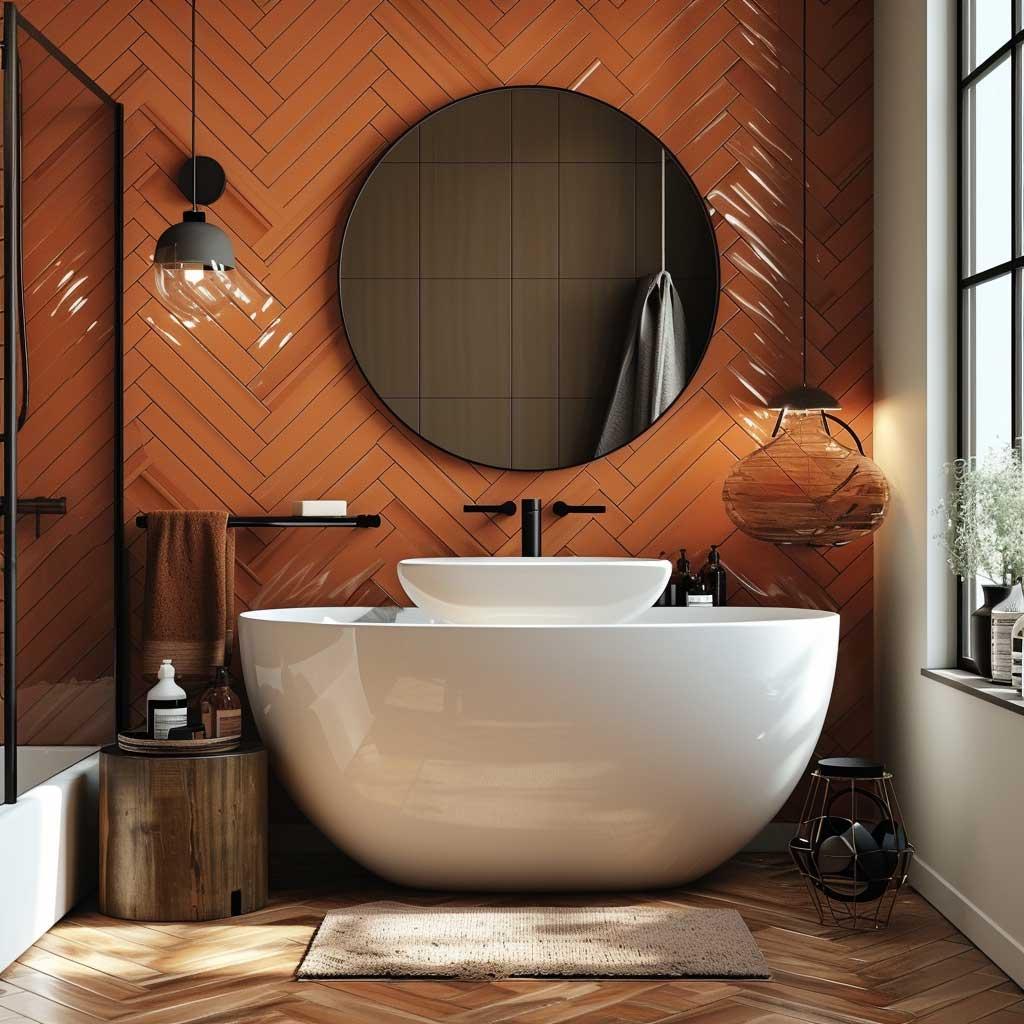 Embrace earthy tones with terracotta tiles‌ for ⁣a warm​ boho bathroom‍ vibe