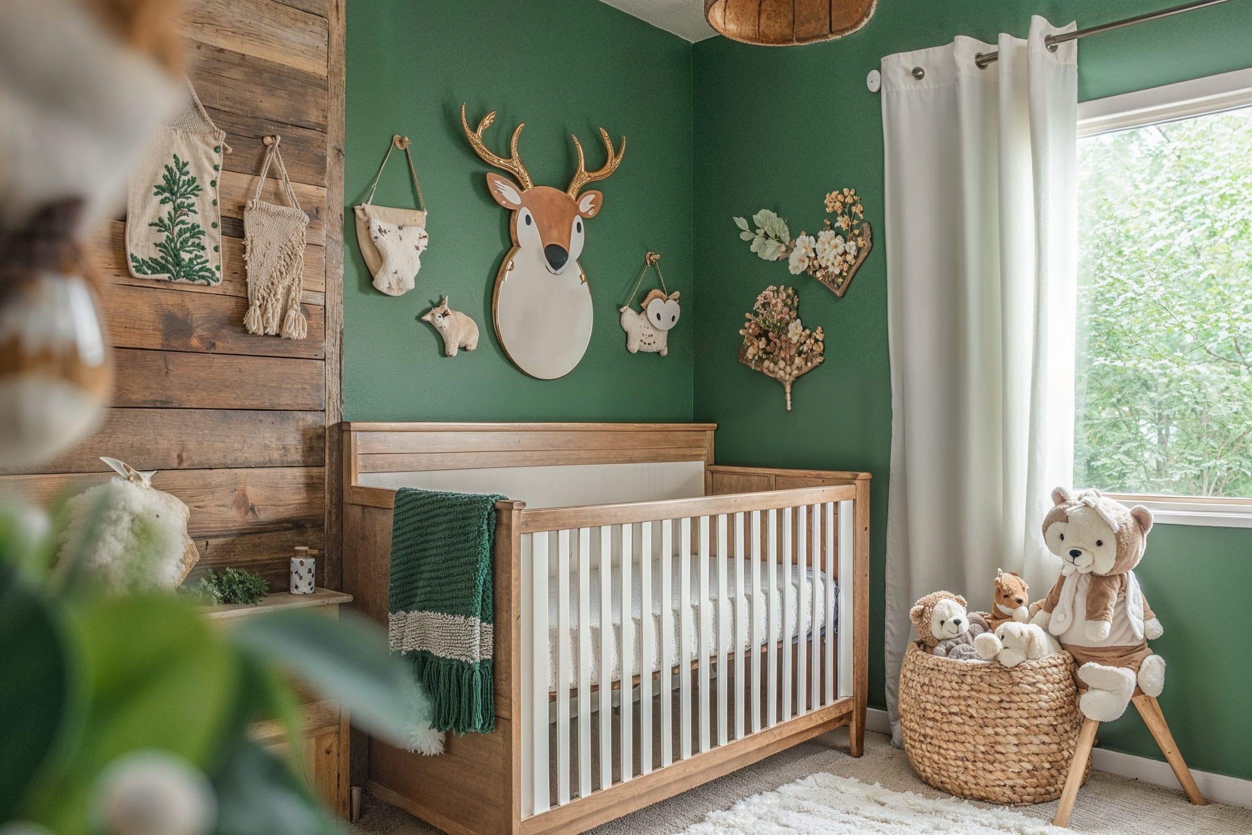 Forest retreat bathroom with green hues and‍ nature-themed accessories