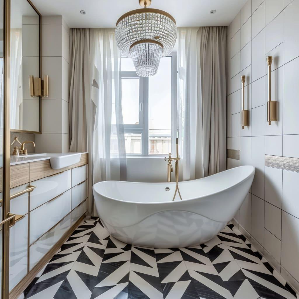 Art deco bathroom: Glamorous colors and geometric designs for a chic look