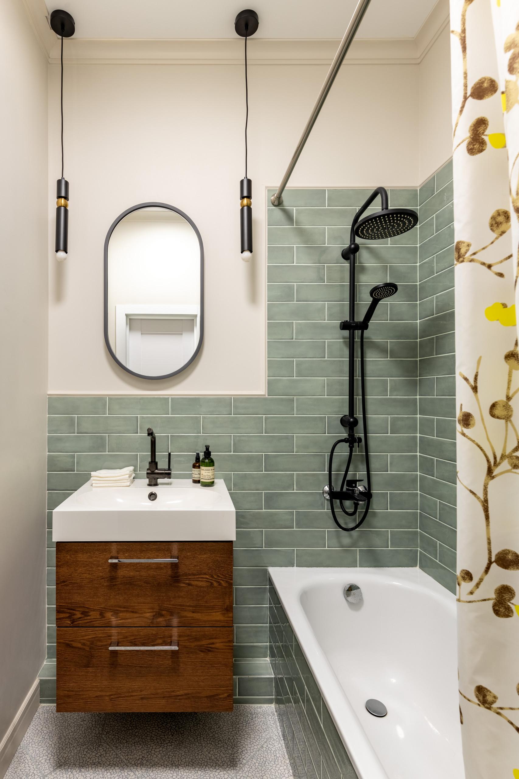 Install a reclaimed wood vanity to add warmth to your eclectic bathroom