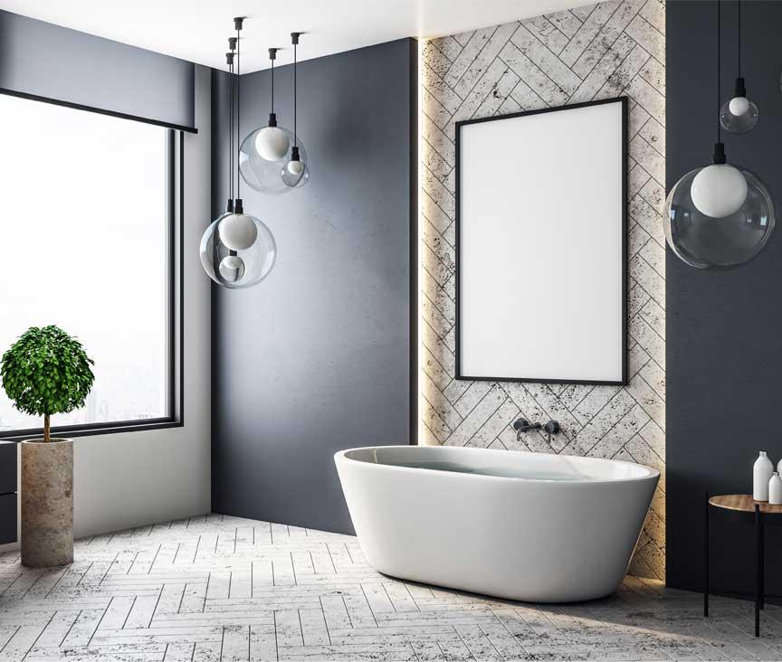 Unique tile patterns can create visual interest in your modern bathroom