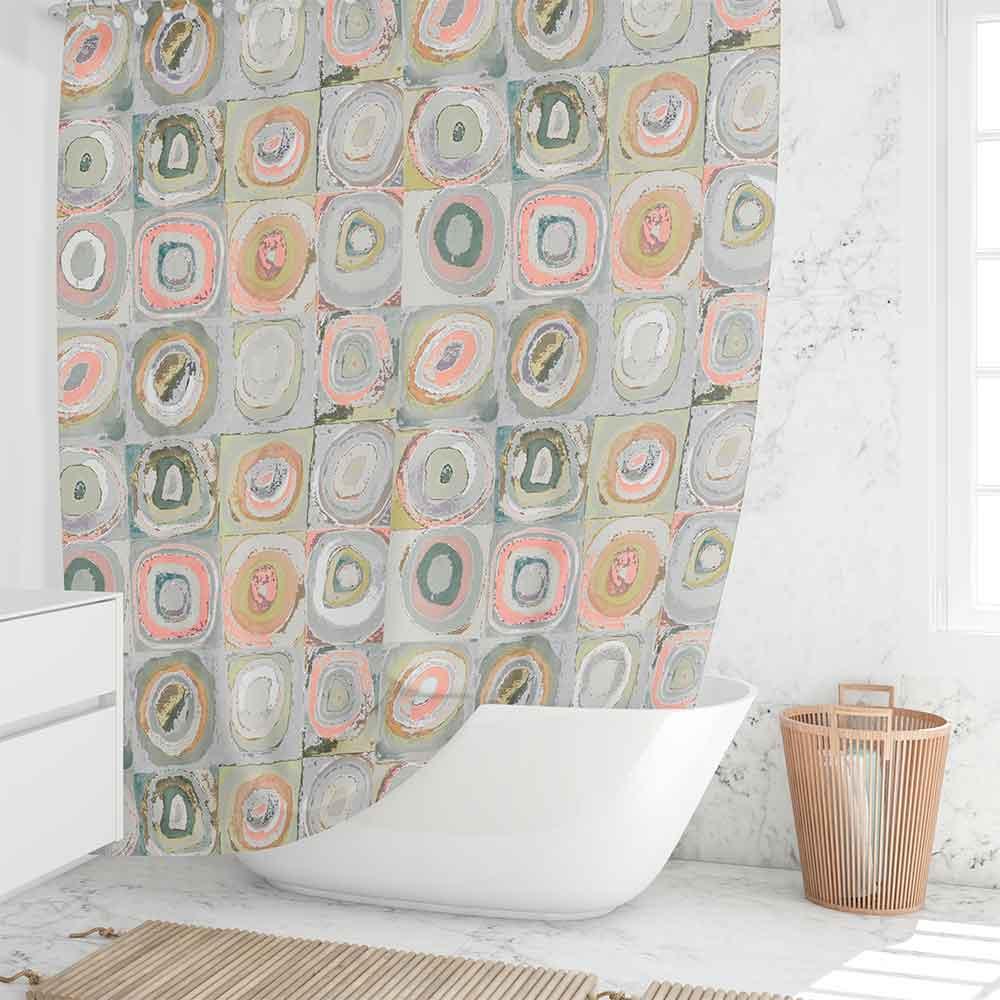 Choose an artistic shower curtain to become a‌ focal point‌ in your boho ​bathroom