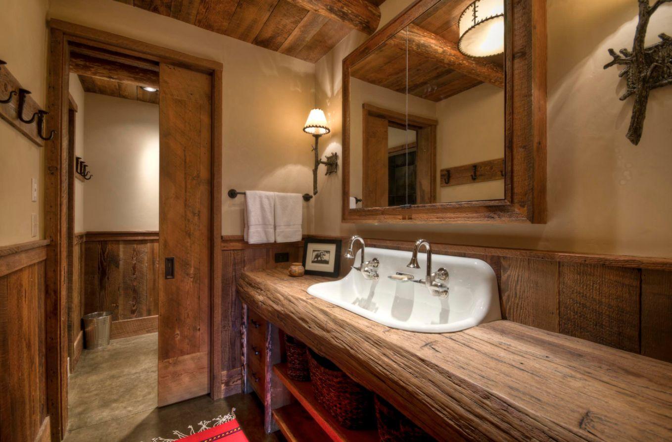 Embrace nature with reclaimed wood accents in your wooden bathroom