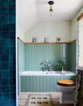 Integrate unexpected decorative elements, like outdoor finds in your eclectic bathroom