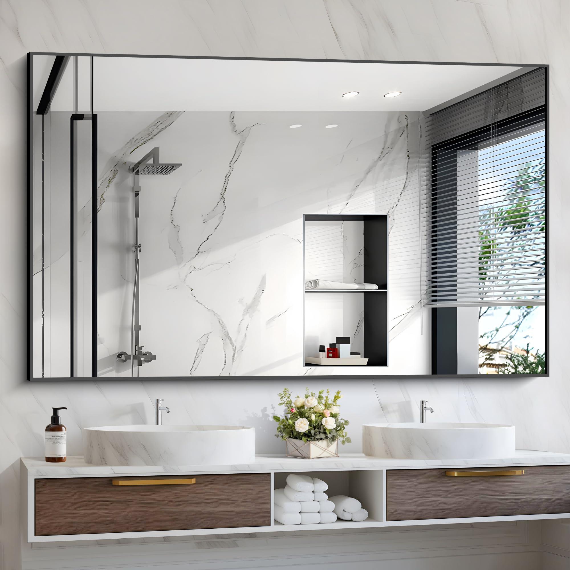 Mix vintage and modern mirrors for an eclectic bathroom focal point