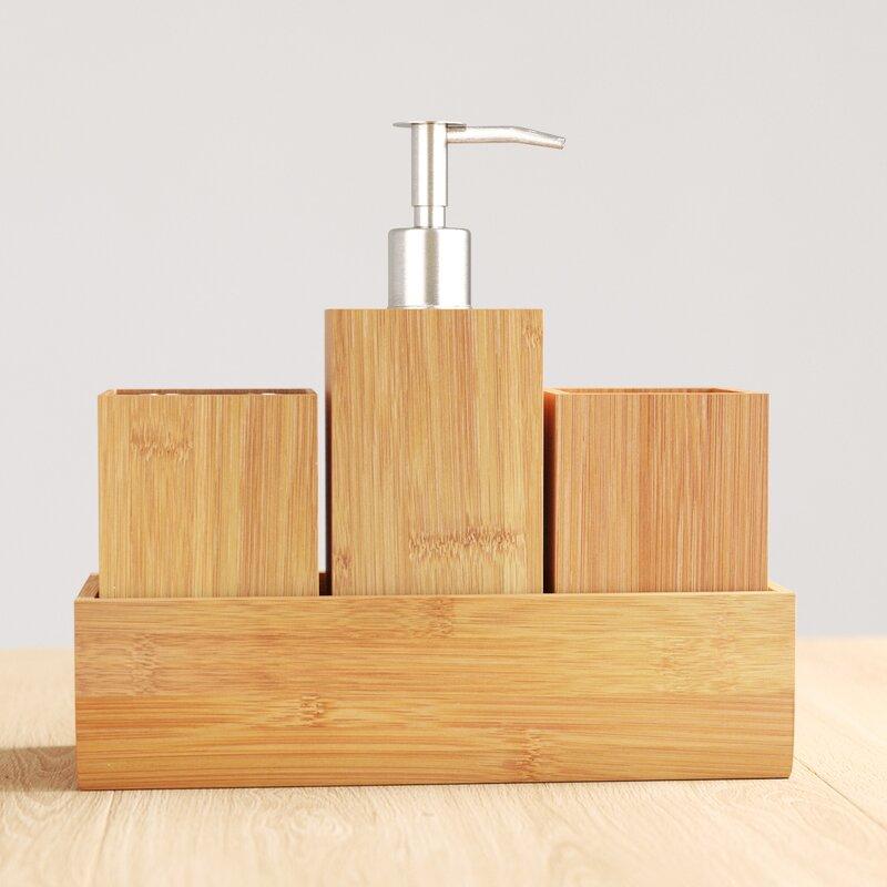 Choose bamboo accessories to enhance your ​wooden bathroom aesthetic