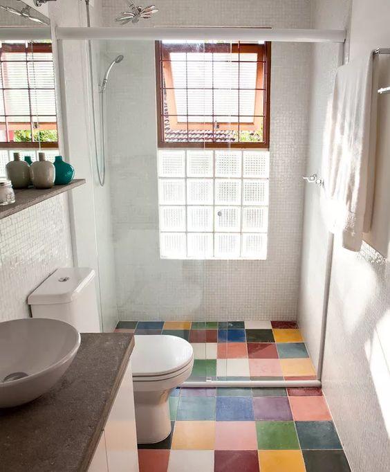 Build a mosaic sink using​ colorful tiles for a standout eclectic bathroom piece