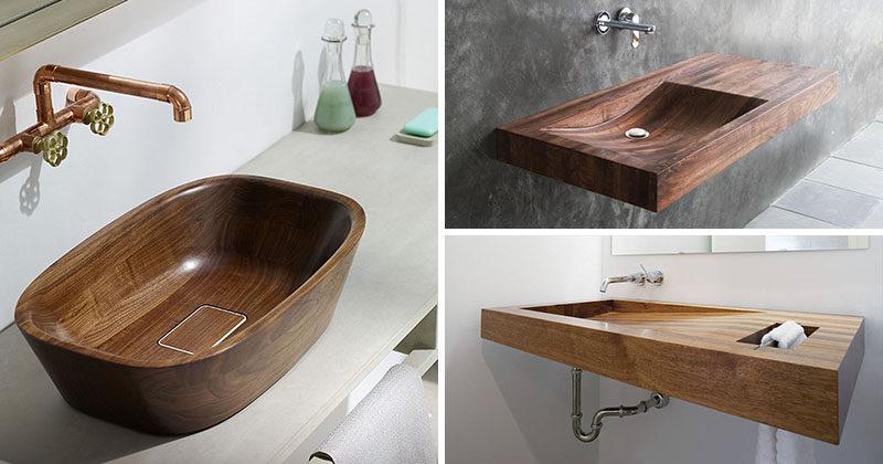 Install a wooden bathroom sink for rustic ​charm