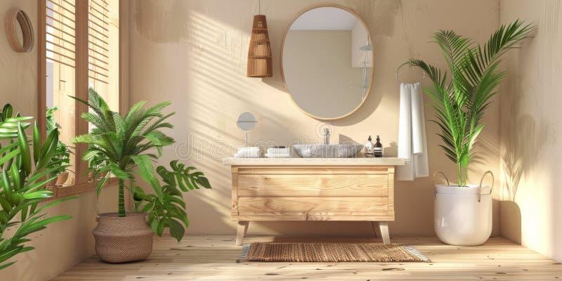 Pair wooden bathroom elements with soft textiles