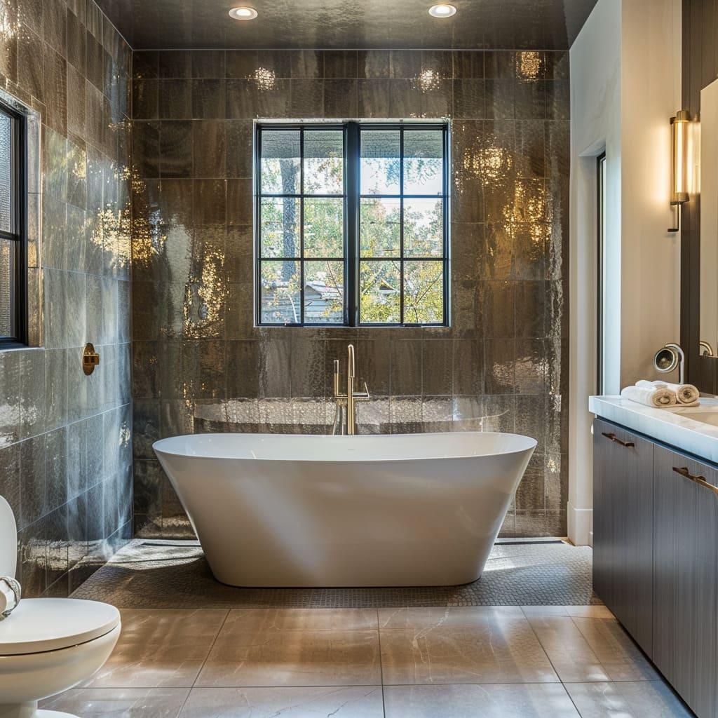 Add a ⁤freestanding ​tub for luxury in⁢ your wooden bathroom