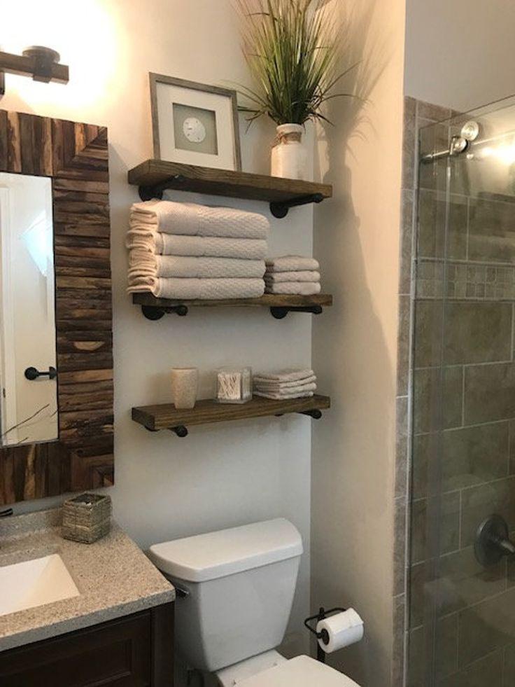 Incorporate ⁣a wooden bathroom ⁣shelf ​above the toilet