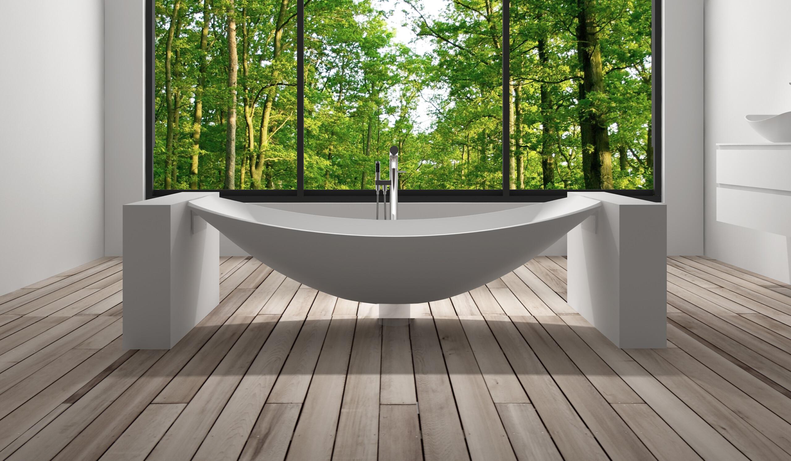 Add a freestanding tub for a luxurious element in your eclectic bathroom oasis