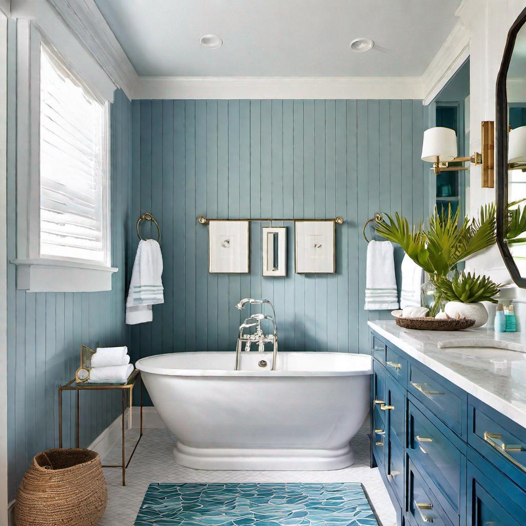 Coastal ⁢retreat bathroom: ‌Use soft ‌blues and sandy textures for tranquility