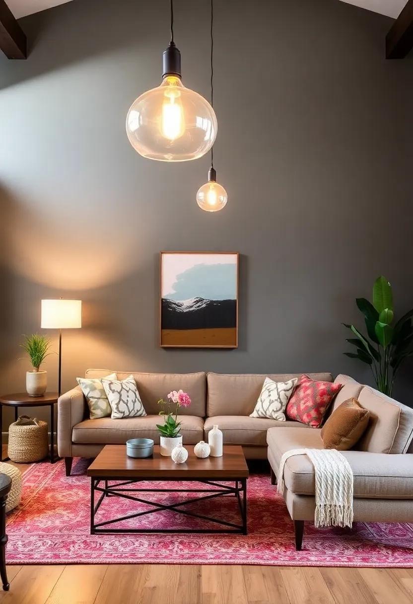 Embracing Modern Boho: Stylish Living Rooms with Vintage Lighting Charm