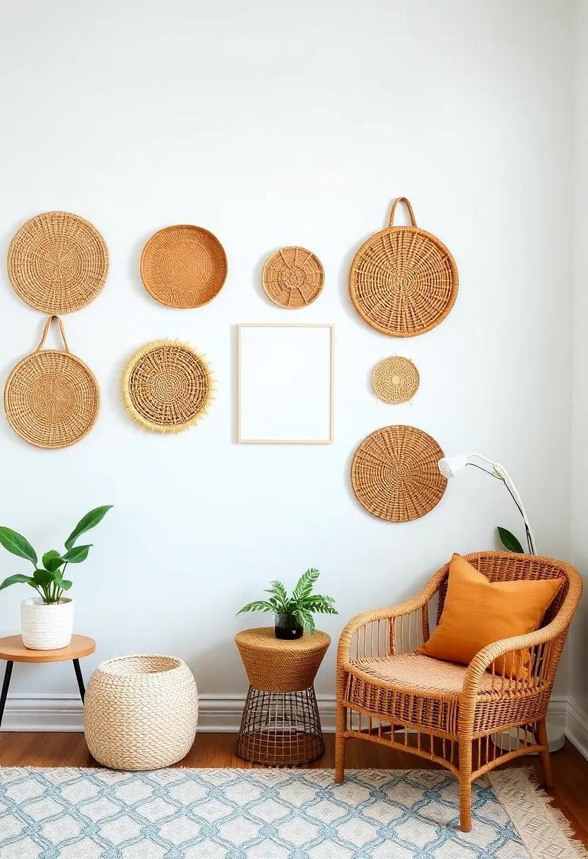 Transform Your Small Living Room: Chic Wall Decor with Woven Baskets