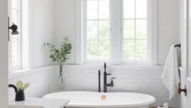 Elegant Farmhouse Bathrooms: Timeless Black and White Design Ideas