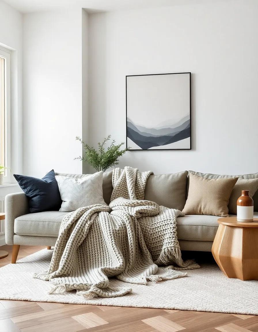 Embracing Comfort: The Cozy Charm of Scandinavian Living Rooms with Textured Throw Blankets