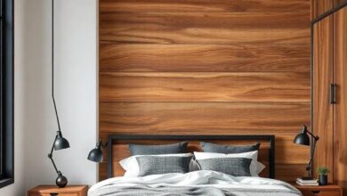 Blending Elements: The Allure of an Industrial Bedroom with Wood and Metal Accents