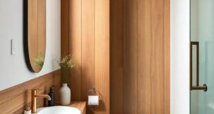 Transform Your Space: Embracing Eclectic Elegance with Warm Wood Finishes in the Bathroom