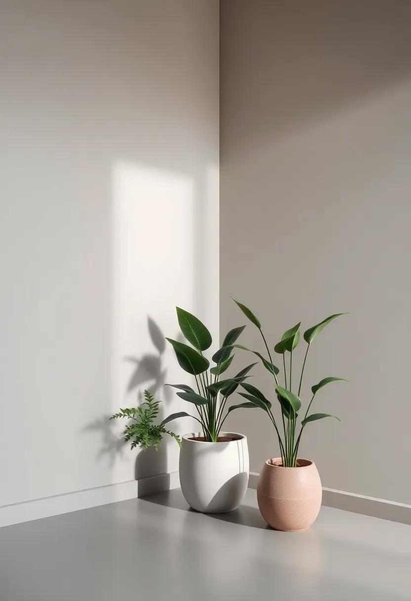 Integrating Nature With Indoor Plants In Ash Grey Settings