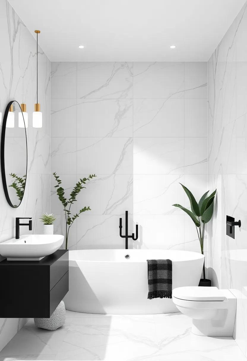 Timeless ‍Charm‌ in Black and White​ Bathroom Design