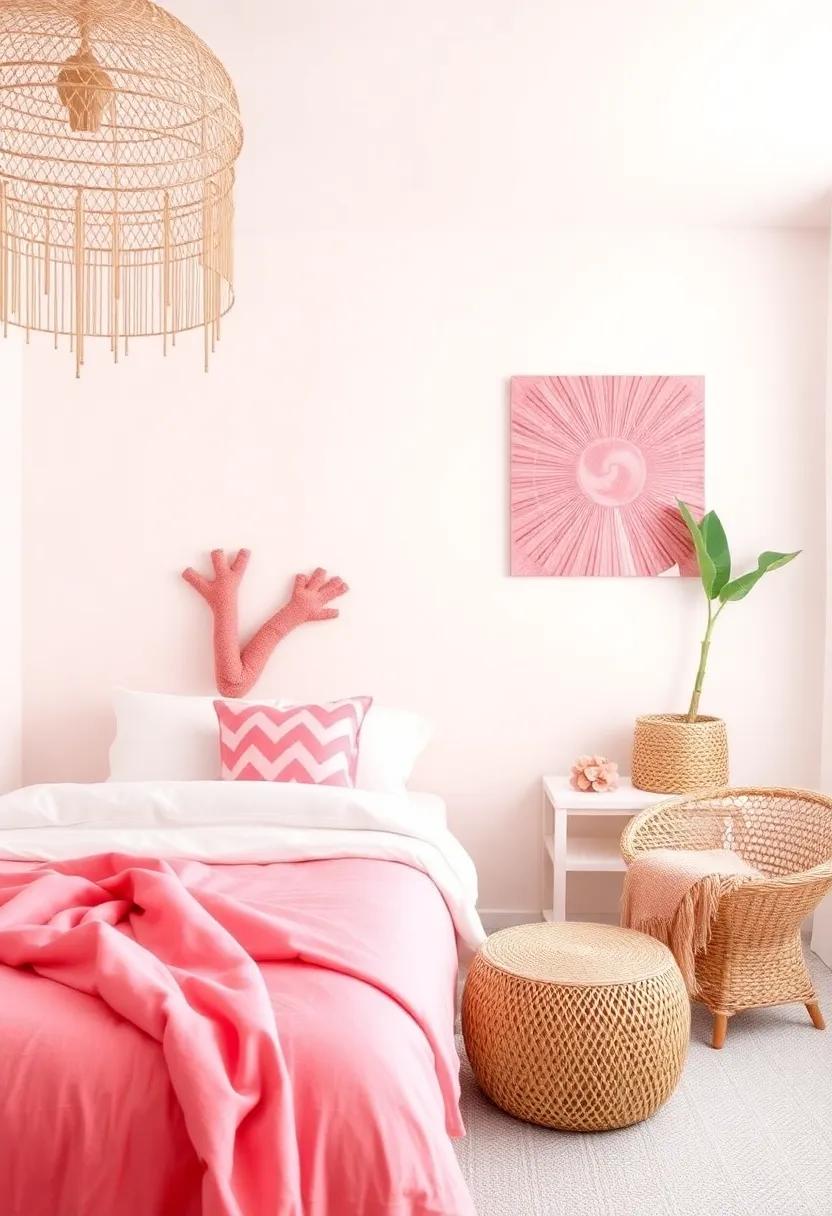 A Splash of Coral: Adding Bright Accents to a Tranquil Space