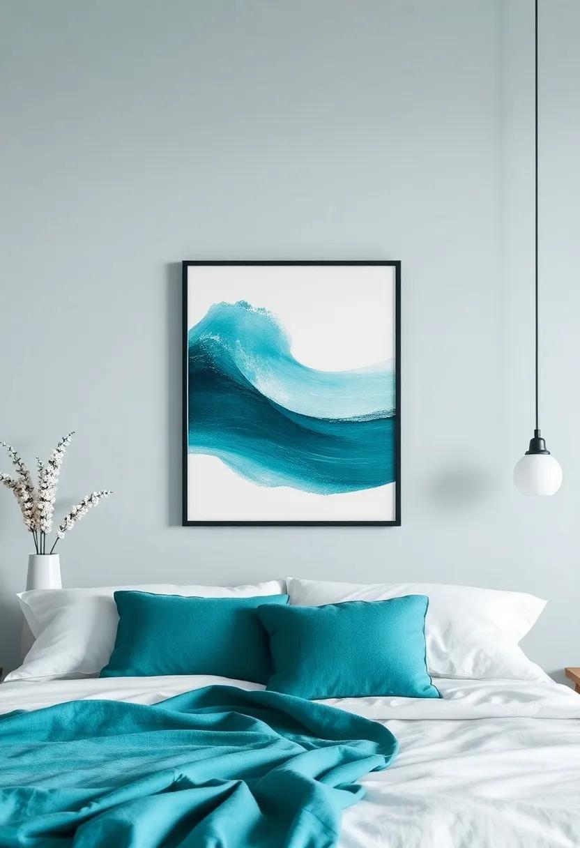 Sophisticated Strokes: Turquoise Framed art For A Chic bedroom Gallery