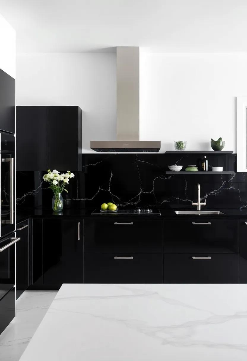 Artistic Backsplashes That Highlight Black Cabinets