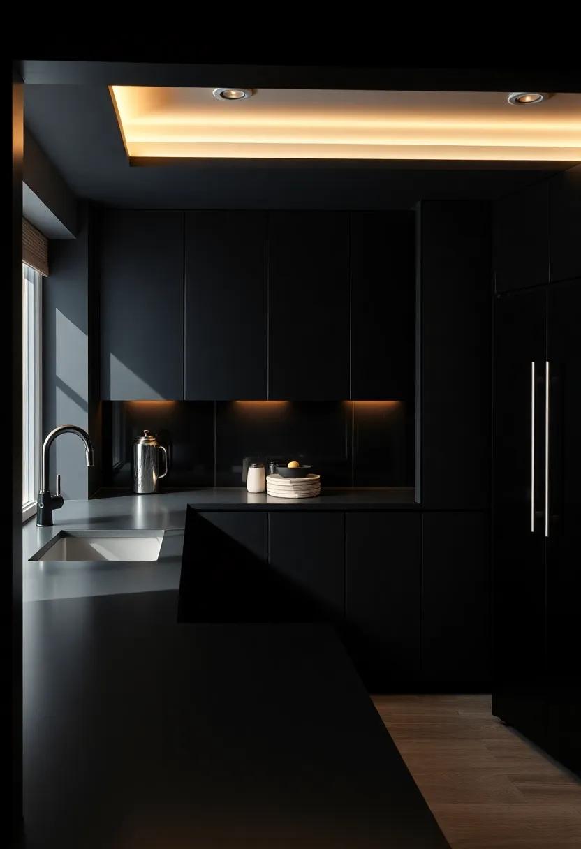 The ⁢Power of Statement Lighting in a Black Kitchen